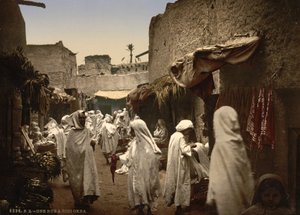 Algerijnse straat in Sidi Okba, ca. 1899 (fotochrom) door Detroit Publishing Co.