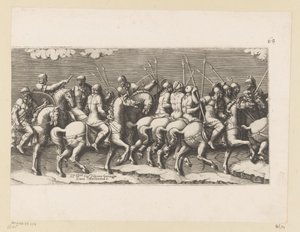 Optocht van gewapende ruiters
