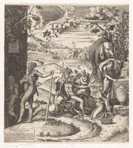 Voorbereidingen voor het huwelijksfeest van Amor en Psyche (linkerdeel)