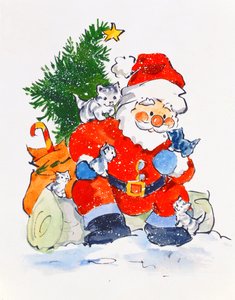 Kerstman en kittens
