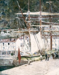 Uitzicht op de haven van San Sebastian (San Sebastian, San Sebastian) in Spanje. Schilderij door Dario de Regoyos (1875-1913) San Sebastian. Gemeentelijk Museum van San Telmo