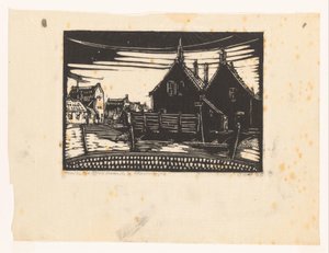 Huizen aan de boulevard te Scheveningen door Dick Ket (signed by artist)