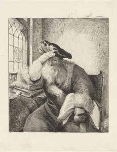 Grijsaard aan het venster