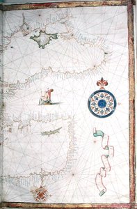 Turkije, de Kaspische Zee en Cyprus, detail uit een wereldatlas, 1565