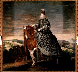 Ruiterportret van koningin Margarita van Oostenrijk