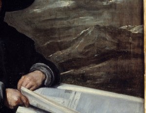 Portret van de nar Diego de Acedo genaamd neef (detail) door Diego Velázquez