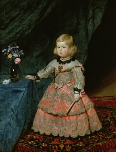 De infanta Margarita Teresa van Spanje in een rode jurk door Diego Velázquez