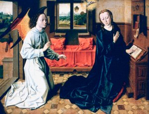 De Annunciatie, 1465-1470 door Dieric Bouts