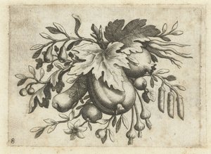 Festoen van vruchten door Dietrich Krüger (attributed to)