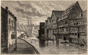 Oude leerlooierijen in Ulm. Illustratie van Victor Duruy