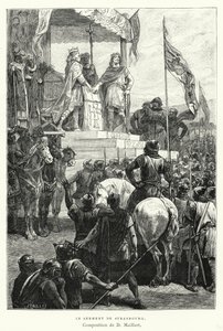 Le Serment De Strasbourg (gravure) door Diogene Ulysse Napoleon Maillart