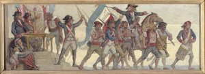 Het vertrek van de dienstplichtigen, La patrie en danger: Schets voor de school van rue de Château-Landon door Diogene Ulysse Napoleon Maillart