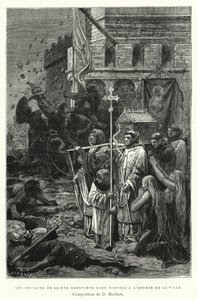 De relikwieën van Sint Genevieve worden naar de ingang van de stad gebracht door Diogene Ulysse Napoleon Maillart