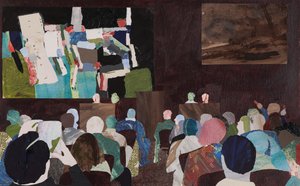 Abstracte menigte, veiling collage door Dione Verulam