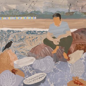 Strandhuisjes  fossielen (collage)