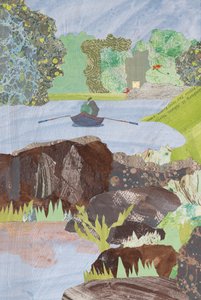 Vissen in Schotland (collage) door Dione Verulam