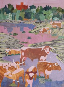 Longhorns op hun gemak (collage)