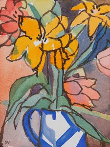 Tulpen (aquarel  inkt) door Dione Verulam