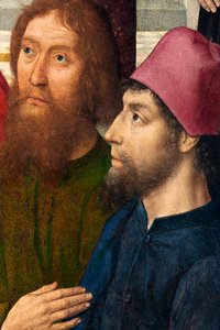 Parochiekerk (Parochiekerk Sint-Pieter). Laatste Avondmaal. Dirk Bouts. 1464-1468. (detail) door Dirck Bouts