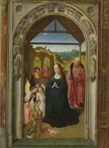 De Geboorte, ca. 1445 (detail) door Dirck Bouts