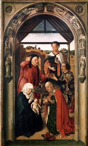 De aanbidding der wijzen (olie op hout, ca. 1445) door Dirck Bouts
