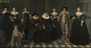 Portret van de familie van Dirck Bas Jacobsz, burgemeester van Amsterdam door Dirck Dircksz. van Santvoort