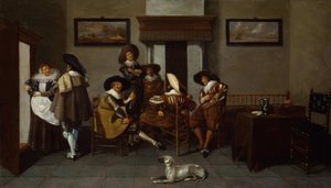 Elegant Geklede Mannen en een Dienstmeisje