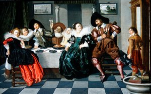 Elegante Gezelschap aan een Tafel in een Interieur