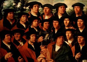 Groepsportret van de schietvereniging van Amsterdam