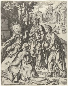 Heilige vrouwen bij het graf door Dirck Volckertsz. Coornhert (attributed to)