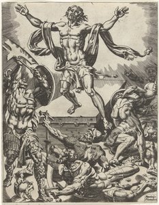 Wederopstanding van Christus Val en de verlossing van de mensheid door het leven en passie van Christus (series title) door Dirck Volckertsz. Coornhert (attributed to)