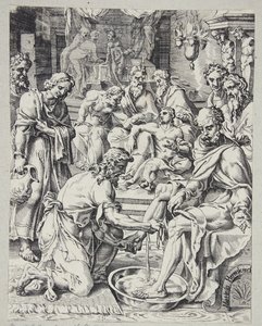 Christus wast de voeten van de discipelen