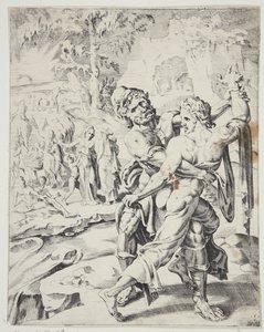 Jakob worstelt met de engel door Dirck Volckertsz. Coornhert