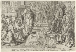 Onderwerping van zes Duitse steden, 1547 door Dirck Volckertsz. Coornhert
