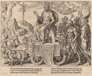 De Triomf van Christus door Dirck Volckertz Coornhert after Maerten van Heemskerck