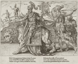 De Triomf van David door Dirck Volckertz Coornhert after Maerten van Heemskerck