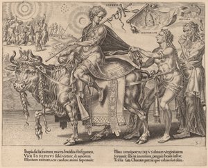 De triomf van Jozef door Dirck Volckertz Coornhert after Maerten van Heemskerck