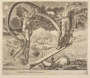 Fortuna die de Mens als Speelbal Gebruikt uit Zes Spreuken over Fortuna, ca. 1560