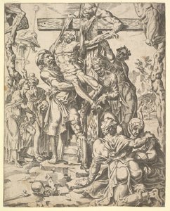 De Kruisafneming, uit De Val en Verlossing van de Mensheid door het Leven en Pa..., 1548 door Dirck Volkertsen Coornhert