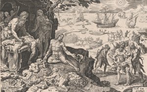 De keizerlijke troepen brengen beschaving naar de Indianen, uit De overwinningen van keizer Ch... door Dirck Volkertsen Coornhert