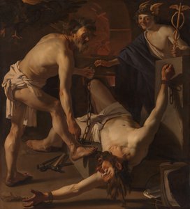 Prometheus Geboeid door Vulcanus door Dirck van Baburen