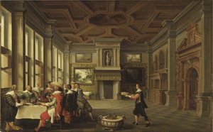 Distinguished Dinner Company in an Interior door Dirck van Delen