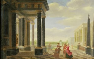 Personen in Gesprek in een Klassieke Setting