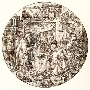 De wijzen aanbidden het kind Jezus door Dirk Jacobsz Vellert
