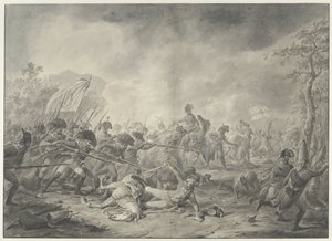 Gevangenneming van de Russische Generaal Hermann tijdens de Slag bij Bergen, 1799 door Dirk Langendijk (signed by artist)