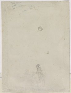 Schets van Boeren bij een Fontein (verso) door Dirk Langendijk