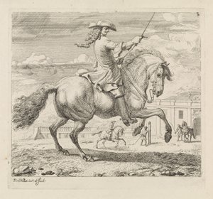 Ruiter naar rechts bij een manege door Dirk Maas
