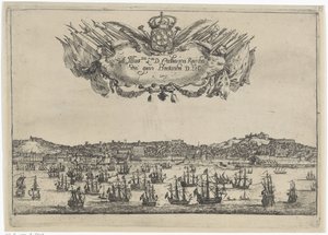 Gezicht op de stad en de haven van Lissabon door Dirk Stoop