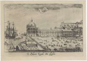 Gezicht op het koninklijk paleis te Lissabon