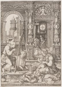 Sint Lucas Schildert de Maagd en het Kind door Dirk Vellert
